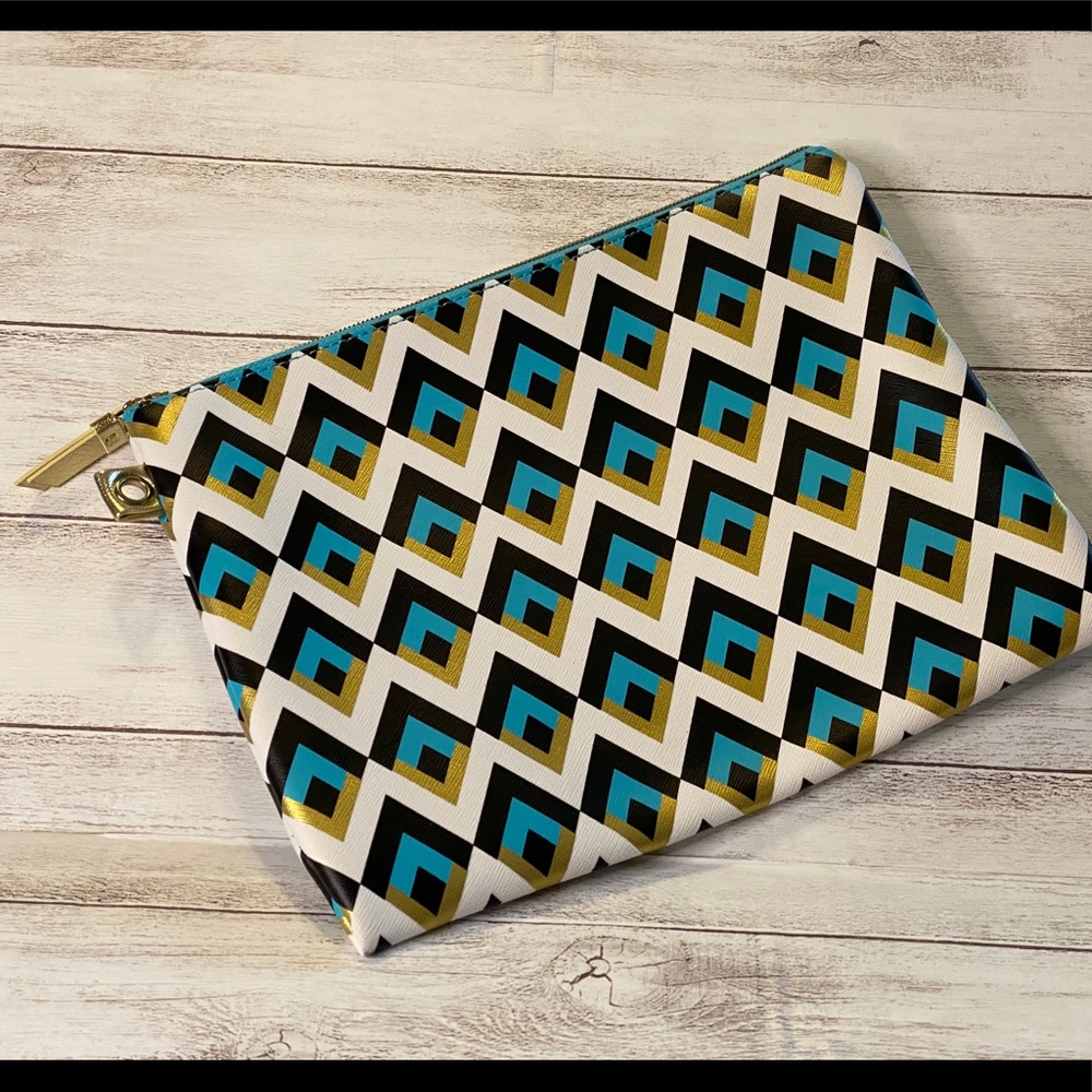 Dabney Lee Aqua &  Gold Cosmetic Bag